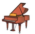 Illustration of a musician`s piano on a white background