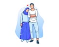 Illustration of a Muslim couple full body