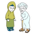 Illustration of Muslim Elderly Cartoon -Character Vector