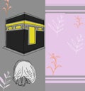 illustration of a Muslim prostrating in front of the Kaaba, one of the dreams of all Muslims Royalty Free Stock Photo