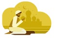 Illustration of a Muslim religious man do praying