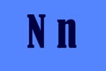 Illustration of the `n` letter in a blue tonality