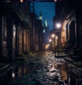 Illustration, Narrow Streets of Cobblestone, dystopian and myopic, surreal, Longing for hope