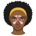 Illustration nasal cavity face, sinuses, black woman