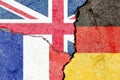 Illustration of the national flags of Great Britain, France and Germany Royalty Free Stock Photo
