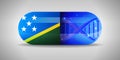 Illustration of the national pharmaceuticals of Solomon Islands. Drug production in Solomon Islands. National flag of Solomon