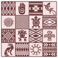Illustration of Native Americans ethnic patterns and symbols Royalty Free Stock Photo