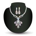 Illustration necklace and earrings, wedding womens