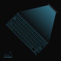 Illustration of a neon blue virtual laser keyboard