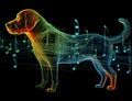 illustration neon dog, music notes Royalty Free Stock Photo