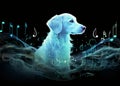 illustration neon dog, music notes Royalty Free Stock Photo