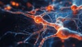 Illustration of Neural Network Connections in Brain Activity and Biological Cell Interactions Royalty Free Stock Photo