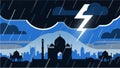 illustration of New Delhi with dark storm with lightning flashing vector design template Royalty Free Stock Photo