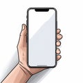 illustration of a new iPhone in hand on a white background Royalty Free Stock Photo
