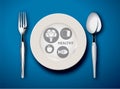 Illustration of new my plate replaces food pyramid. Royalty Free Stock Photo