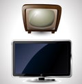 Illustration of a new and old television