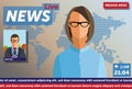 Illustration newscast with anchorman woman Royalty Free Stock Photo