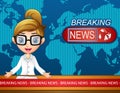 Newsreader is broadcasting on TV Royalty Free Stock Photo