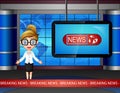 Newsreader is broadcasting on TV Royalty Free Stock Photo