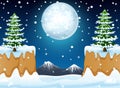 Night winter landscape with snow hills and mountain Royalty Free Stock Photo