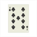 Illustration of a nine of clubs card isolated on a white background