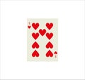 Illustration of nine of hearts playing card isolated on a white background Royalty Free Stock Photo
