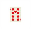 Illustration of nine of hearts playing card isolated on a white background