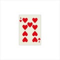 Illustration of nine of hearts playing card isolated on a white background Royalty Free Stock Photo