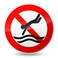 No diving sign on white background Royalty Free Stock Photo