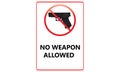 No Gun Allowed Sign - No Weapons Allowed Red Logo Sign - Royalty Free Stock Photo