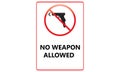 No Gun Allowed Sign - No Weapons Allowed Red Logo Sign - Royalty Free Stock Photo