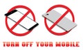 Off Mobile Sign Switch Off Phone Icon Mobile Warning Symbol