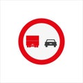 Illustration of a No overtaking by heavy goods vehicles sign icon isolated on a white background