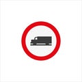 Illustration of No truck allowed sign icon isolated on a white background