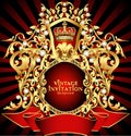 noble background with golden pattern and crown