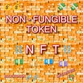 Illustration of non-fungible token on orange background