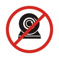 Illustration of a not allowed icon with a webcam. No webcam icon