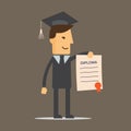 Illustration of obtaining degree, diploma of university, college