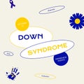 Illustration of october is down syndrome awareness month, diversity, love, inclusion text