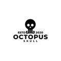 Illustration of an octopus skull with a geometric tentacles. horror logo vector template