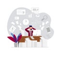 Illustration Office Situation White Background. Royalty Free Stock Photo