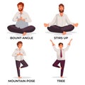 Illustration of office worker man doing yoga Royalty Free Stock Photo