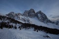 Illustration with oil painting technique of dolomite hut in winter Royalty Free Stock Photo