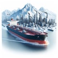 Illustration of oil tanker ship isolated on white background 7
