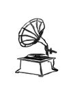 Illustration of a old antik gramophone in black and white Royalty Free Stock Photo