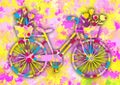 Vintage colorful bicycle with flowers.