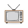Illustration of an old-fashioned television with antenna isolated on white background Royalty Free Stock Photo