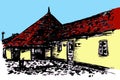 Illustration of old house in Vojvodina Serbia