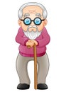 Old man with walking stick Royalty Free Stock Photo