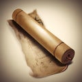 Old paper scroll with wax installation art style, hand drawn & artistic